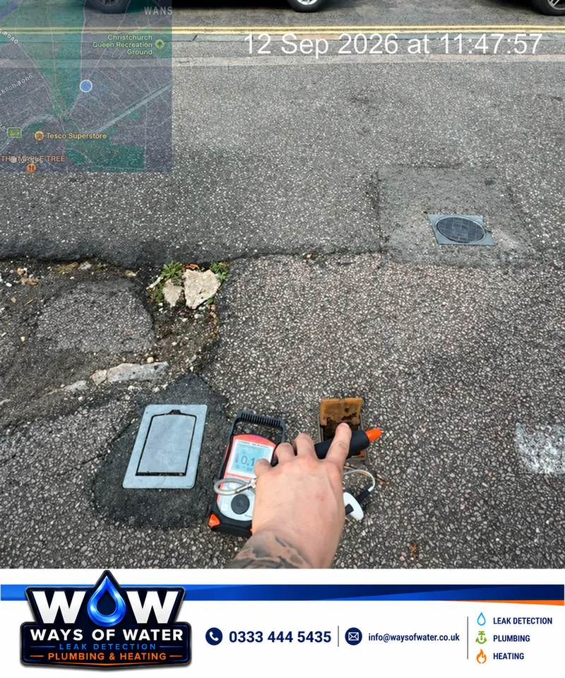 Tracer gas detector & probe at the external water supply access point